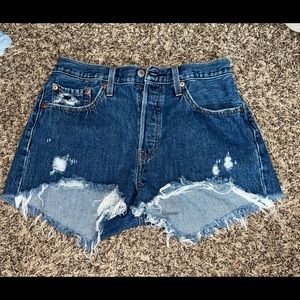 Levi dark Jean high waisted shorts